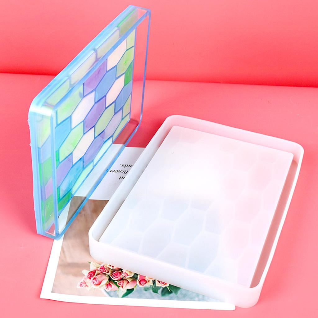 Osdhezcn Honeycomb Rectangle Tray Epoxy Resin Mold Serving Board Fruit Snack Plate Silicone Mould DIY Crafts Jewelry Holder Mold
