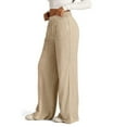thumbnail image 6 of Xyxonk Wide Leg Dress Pants for Women High Waisted Solid Color Pants Business Casual Button Flowy Palazzo Pant Pockets, Khaki L, 6 of 7
