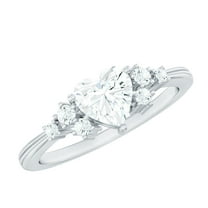 Certified Lab Grown Diamond Heart Promise Engagement Ring - EF-VS Quality, 14K White Gold, US 11.50