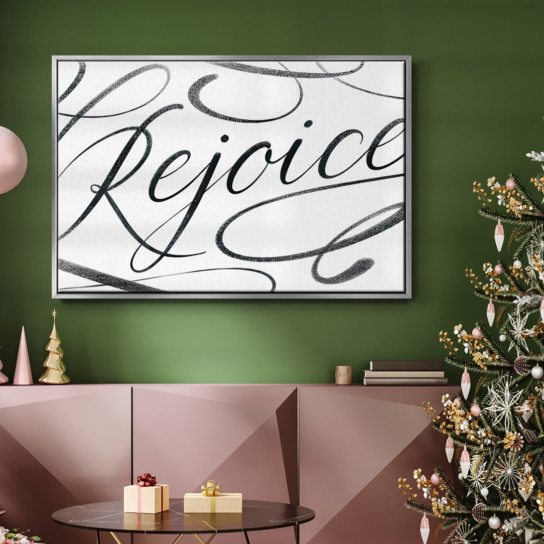 Rejoice - Framed Gallery Wrapped Holiday Canvas - 27 x 41 - Silver Frame