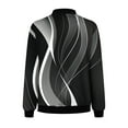 thumbnail image 3 of Olyvenn Women's Bomber Jacket Abstract Stripe Printed Zipper Long Sleeve Lightweight Outwear Fall Winter Coat Black Gray Khaki 8, 3 of 5