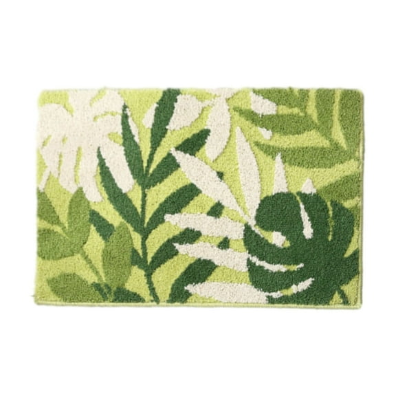 Beautynvta Bathroom Rugs, Leaf Plant Print Floor Mat, Non-Slip Thick Water Absorbing Multi-Purpose Door Mat Floor Carpet for Kitchen, Bedroom, Bathroom, Balcony, 15.7" x 23.6"