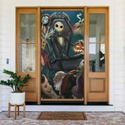The Nightmare Before Christmas Door Cover Decorated Banner Tapestry Home Decoration Holiday Party Supplies Door Banner Porch Sign Banner 72.8 x 35.4 Inch