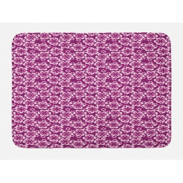 Purple Bath Mat, Abstract Petals of Blossoming Summer in Floral Bouquet Illustration Botanic, Non-Slip Plush Mat Bathroom Kitchen Laundry Room Decor, 29.5 X 17.5 Inches, Fushcia Purple, Ambesonne