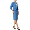 thumbnail image 4 of INSPIRE CHIC Skirt Suit Set for Women's 2 Piece Business Formal Office Work Collarless Blazer Pencil Skirts XS Blue, 4 of 6