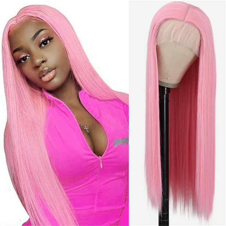 360 Lace Water Wave Pink Lace Front Wig Pink Color, Long, Heat