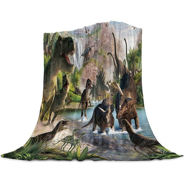 Manta de franela polar para sofá cama, diseño de dinosaurios, suave, acogedora y ligera, para niños, adultos, niñas y niños, 150 x 200 cm, Dinosaur2al