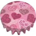 thumbnail image 3 of Valentine''s Day Tablecloth Round 60 Inch 14th February Romantic Pink Red Flower Love Heart Decorative Table Cloth with Waterproof Polyester for Holiday Kitchen Dining Room Outdoor Patio Party, 3 of 6