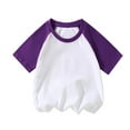 thumbnail image 4 of Odeerbi Kids Boys Girls 3 PCS Raglan Shirts Cotton Baseball Tee Short Sleeve T-shirts Soft Basic Tees Kids Solid Color Summer Shirt Top Kids Clothes Purple, 4 of 5