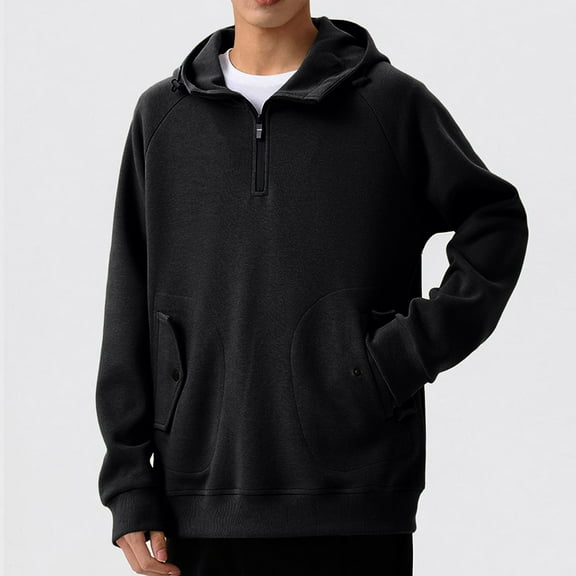 M-8XL Mens Big & Tall Hoodies with Zipper and Pockets Plus Size Pullover Sweatshirts Casual Solid Loose Comfort Warm Basic Work Hoodie