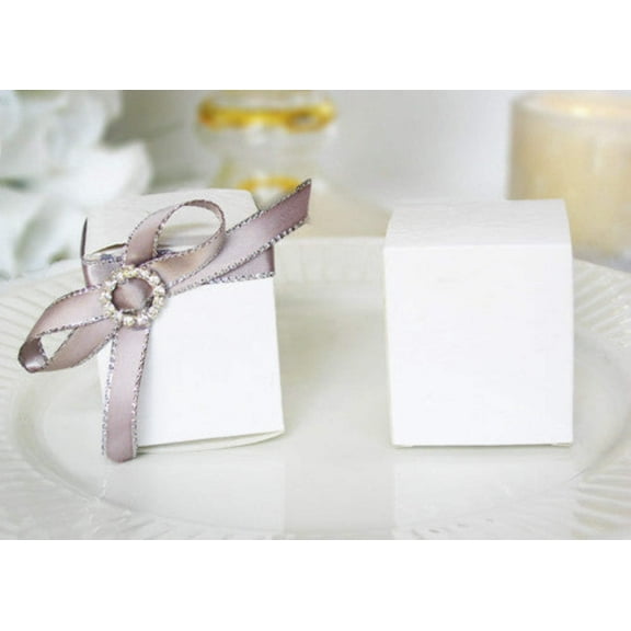 Cube Floral Embossed Favor Boxes White (12 pieces)
