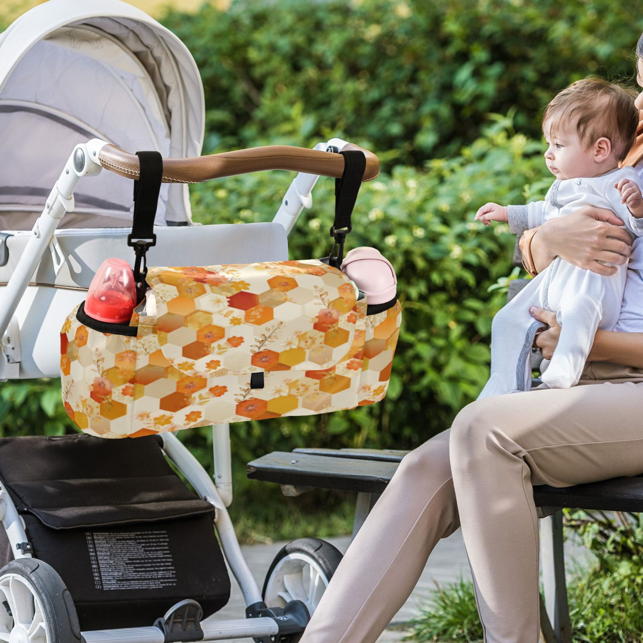DIXRUYEE Stroller Organizer Honeycomb Pattern Printed