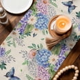 thumbnail image 3 of Watercolor Flowers Table Runner - 36 Inch Long Spring Floral Butterflies Botanical Beige Cotton and Linen Blended Dress Scarves Farmhouse Table Runner for Kitchen Dining, Coffee Table, 13" x 36", 3 of 8