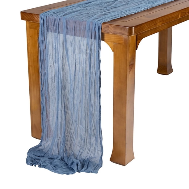 Nvzi Camino de mesa de gasa de 90 x 300 cm, mantel para bodas románticas, fiestas de cumpleaños, color azul