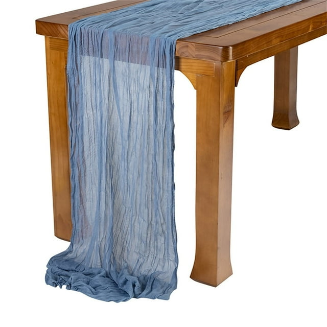 Nvzi Camino de mesa de gasa de 90 x 300 cm, mantel para bodas románticas, fiestas de cumpleaños, color azul