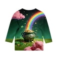 thumbnail image 4 of Tauxra Chandail de la Saint-Patrick pour Adultes, T-Shirt à Manches 3/4 Imprimé Col Rond, T-Shirt Graphique Trèfle Décontracté à Manches Longues pour Activités Festives, 4 of 6