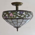 thumbnail image 2 of Kiven 13.8in Flush Mount Ceiling Light Fixture Dimmable, 3-Light Anti Glare Close to Ceiling Light with 15FT Plug-in Cord, Tiffany-Style Glass Chandelier for Bedroom Kitchen Hallway(No.3210), 2 of 7