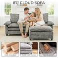 thumbnail image 3 of Ktaxon Sectional Sofa L Shaped Couch with Chaise Living Room Sleeper Set, 2 Seats with Chenille and Double Layer Cushions 87" W Light Gray, 3 of 16