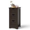 thumbnail image 2 of Patiojoy Armoire de Salle de Bain Autoportante à 3 Tiroirs Organisateur de Rangement Latéral avec Poignée Découpable Café, 2 of 10