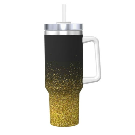 

KLL Gold Glitter Gradient Print 40oz Stainless Steel Insulated Car Cup Coffee Mug with Spillproof Lid - Keep Your Drink Hot or Cold on the Go