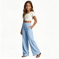 thumbnail image 2 of XIYNBAOK Girls Linen Dress Pants Drawstring Loose High Elastic Waist Hiking Trousers Kids Teen Casual Athletic Preppy Sweatpants Schoolwear, 2 of 4