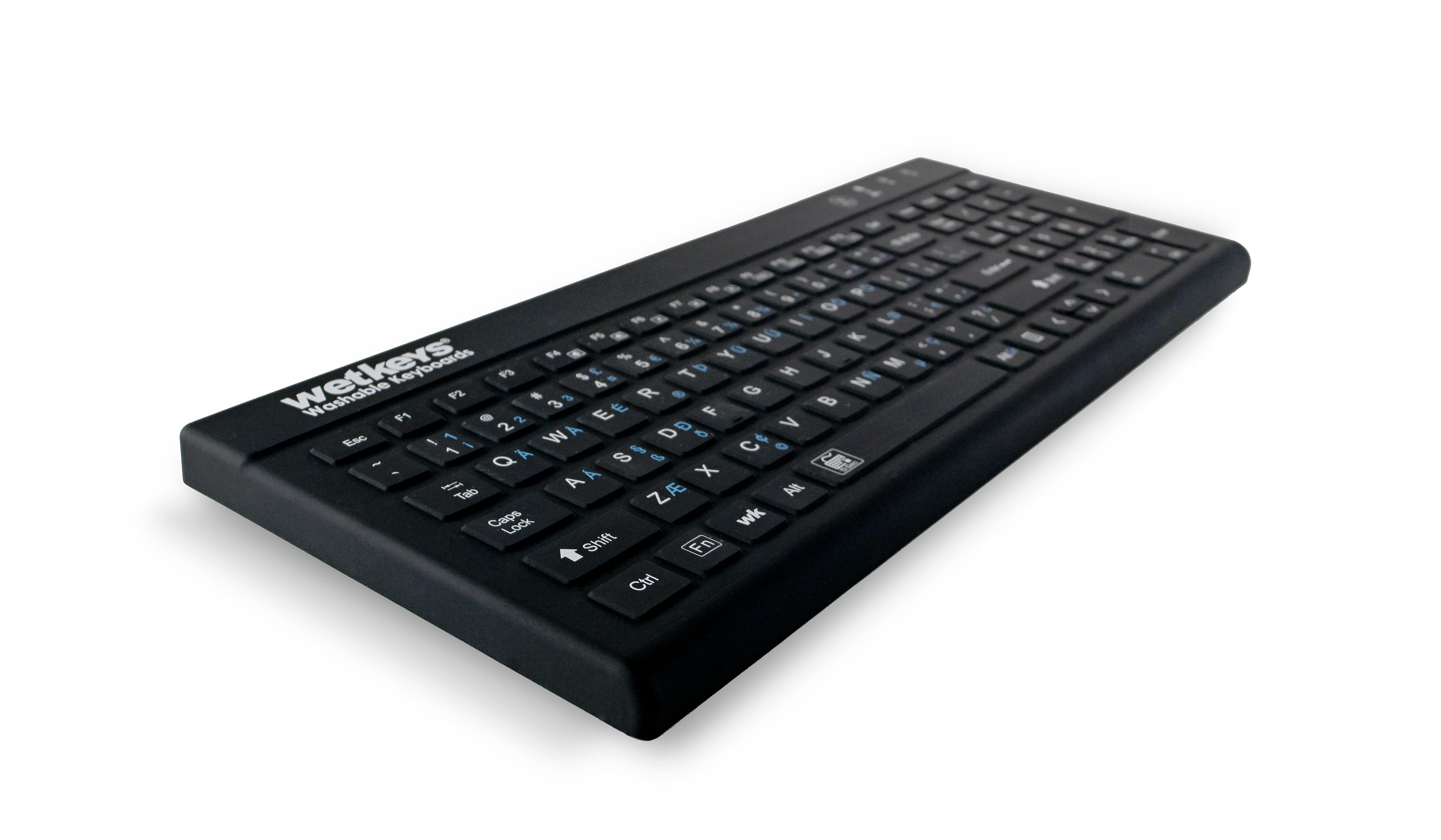 WetKeys 'Blue Connect' Professional-grade Rigid Silicone Waterproof Wireless Bluetooth®; Keyboard with ON/OFF Switch (BT) (Black) | KBWKRBT99Si-BK