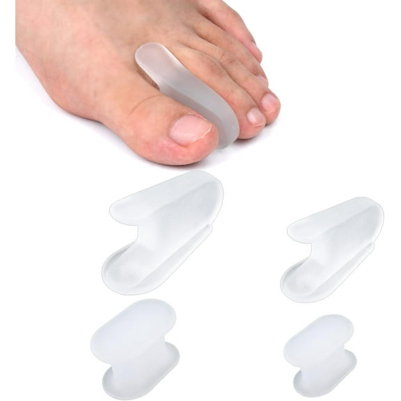 4pcs Gel Toe Separators, Toe Straighteners for Big Toe Soft Silicone Toe Spacers Comfortable Relief Pain Toe Separators for Women Men Overlapping Toes (2 Styles, S and L Size)