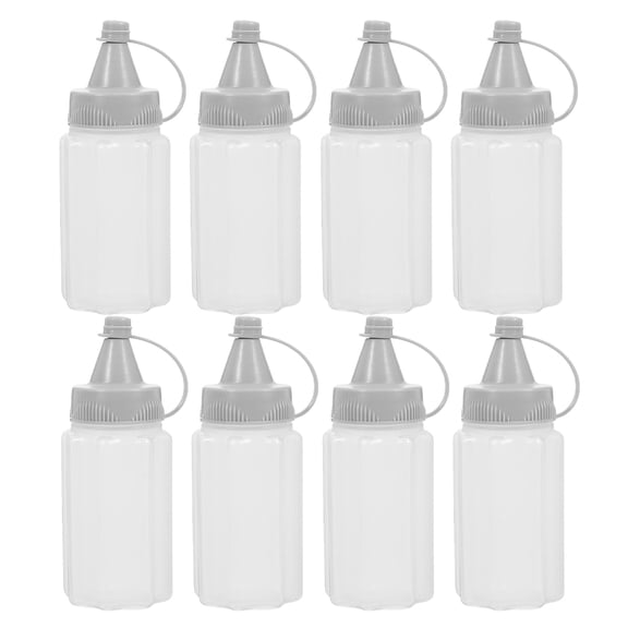 WHAMVOX 8Pcs Reusable Honey Squeeze Bottles Food-Grade Pp for Condiment Dispensing in Home Kitchen