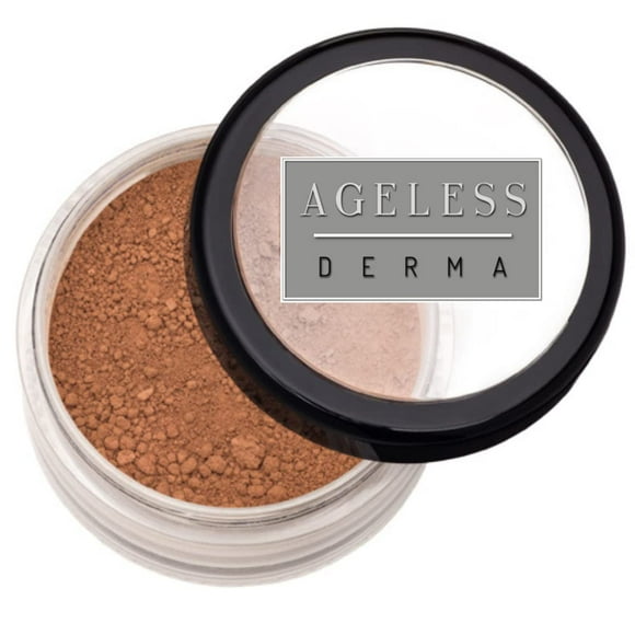 Ageless Derma Mineral Face Powder Foundation Makeup. Natural Full Coverage Loose Foundation with Vitamin and Green Tea. Made in USA