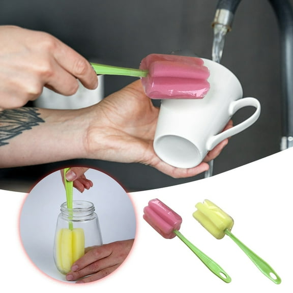 Revolutionary Cup Brush – For Travel Kitchen & Camping – Effortlessly Scrub Grime With Our Durable Non Scratch Design! Sponge with Handle for Tub Natural Sponges for Dish Scrub Brush Holder 409