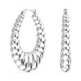 thumbnail image 5 of LeCalla Sterling Silver Anti-Tarnish Shrimp Hoop Earrings for Women and Teen, 35MM, 5 of 8