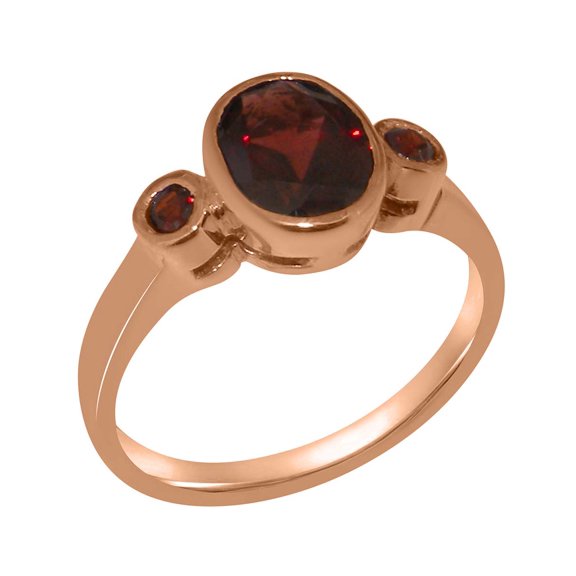 LBG British Made 10k Rose Gold Natural Garnet Womens Anniversary Ring - 33 size options - Size 10