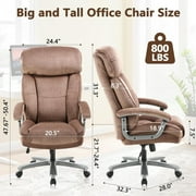 CLATINA Ergonomic Big and Tall Executive Office Chair with Upholstered Swivel 800lbs High Capacity Adjustable Height Thick Padding Headrest and Armrest for Home Office Beige