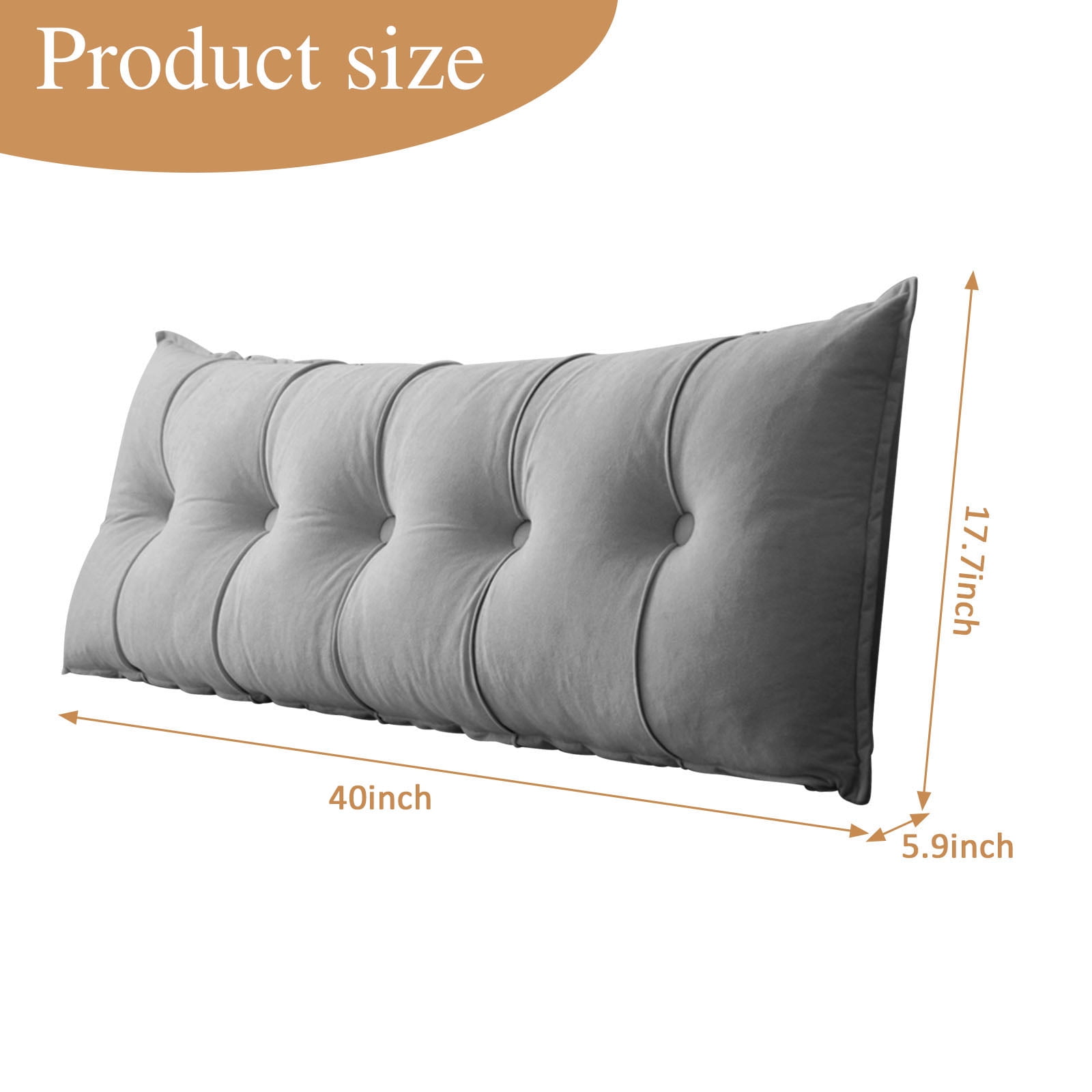 Lovote Headboard Pillow Wedge Pillow Bed Gap Filler Body Positioner Backrest Reading Bolster - Premium Chenille Fabric, Pearl Cotton Filling, Removable Cover (40" x 17.7" x 5.9", Gray)