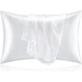 thumbnail image 1 of Silk Pillow Cases Standard Size Set of 2 Pack, White Satin Pillowcase for Hair and Skin, Super Soft Pillow Case with Envelope Closure (20x36 Inches), 1 of 4