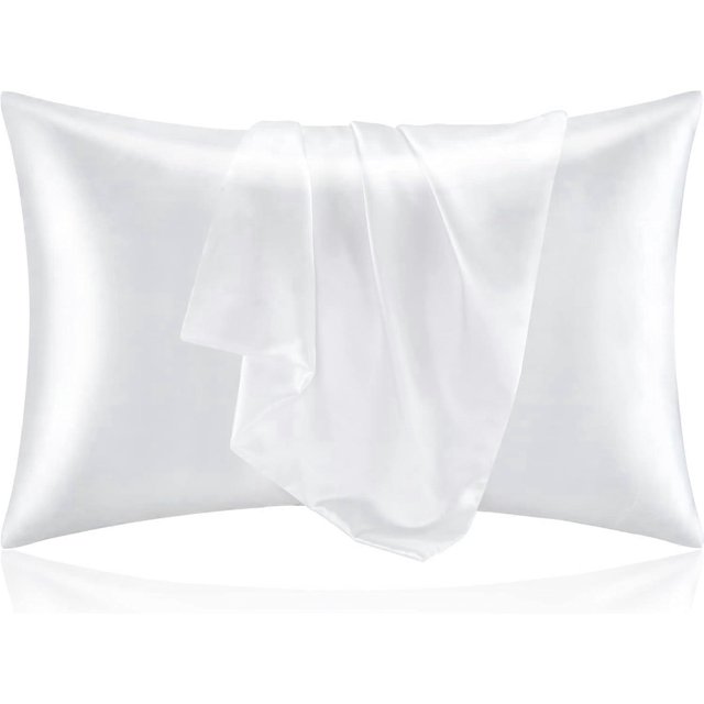 Silk Pillow Cases Standard Size Set of 2 Pack, White Satin Pillowcase for Hair and Skin, Super Soft Pillow Case with Envelope Closure (20x36 Inches)