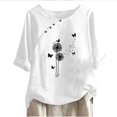 thumbnail image 1 of Pisexur Chemise en Coton et Lin à Col Rond Boutonnée pour Femmes Grande Taille, Coupe Ample, Manches Courtes, Décontractée, Rétro, Été, Plage, 1 of 4