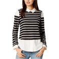 thumbnail image 1 of maison Jules Blusa de punto en capas para mujer, blanca, pequeña, 1 of 2