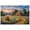 Unframe-style, variant on Highland Cows and Rustic Barn at Sunset Canvas Wall Art, Colorful Wildflower Farmhouse Landscape Painting for Living Room Bedroom Home Decor