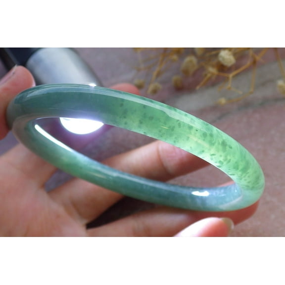 Icy Green Natural A JADE Jadeite Bangle Bracelet 61 mm 685811 TN