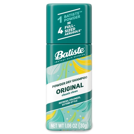 Batiste Powder Dry Shampoo, Oil-Absorbing, Non-Aerosol, Blends Seamlessly, Original Scent, Instant Hair Refresh, TSA Compliant (1.06 oz)