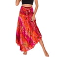 thumbnail image 5 of Lu's Chic Women's Long Boho Skirts Bohemian Hippie Skirts Summer Travel Beach Flowy Gypsy Maxi Long Skirts Pleated Halter Midi Dresses Smocked Elastic High Waist Tie Dye Bright Red Small-X-Large, 5 of 5