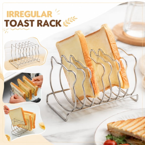 Stainless Steel Toast Rack - 6 Sliced Toast Rack Bread Loaf Slice Holder Stand for Buffet Breakfast Table Serving Bear Shape