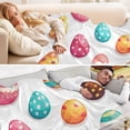 thumbnail image 5 of 70x55 Inches Glow in The Dark Blanket Cozy Throw Camping Blankets for Home and Outdoor Use Colorful Easter Eggs Pattern, 5 of 8