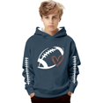 thumbnail image 2 of Fiaer Sweatshirts for Kids Game Day Hooded Sweatshirt Heart Football Graphic Hoodies Pullover Tops,Size 3-14 Years Grey 110, 2 of 4