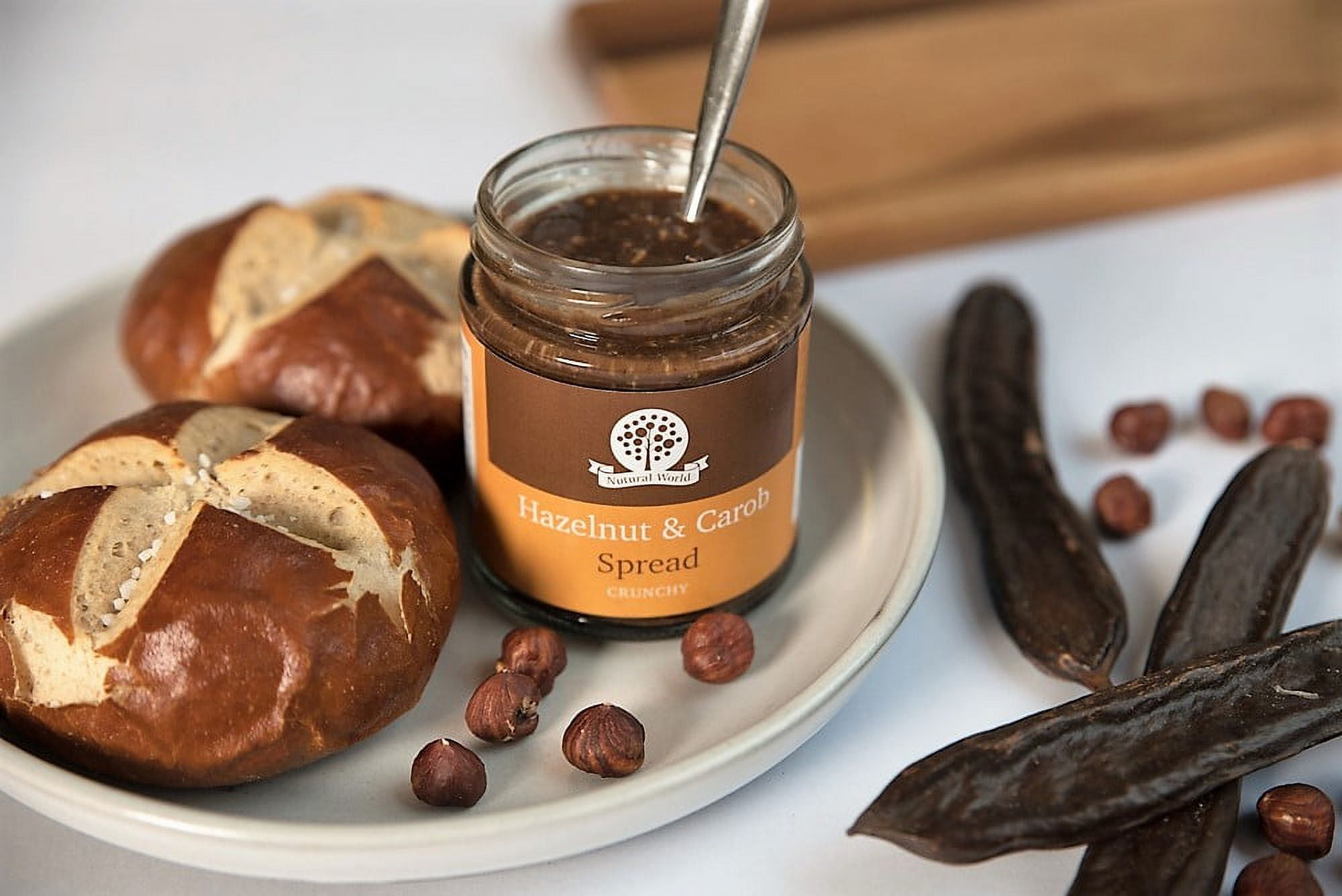 Nutural World - Crunchy Hazelnut and Carob Spread 35 oz (1kg) - Great Taste Award Winner