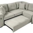 thumbnail image 6 of 86.6" Sectional Sofa L-shaped Sofa Couch Pull-out Sofa Bed with a Movable Ottoman, Two USB Ports and Two Cup Holders for Living Room (Grey), 6 of 12