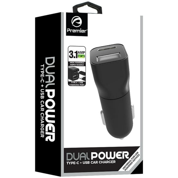 3.1Amp Type-C w/USB Car Charger