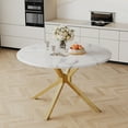 thumbnail image 6 of 47" Luxurious Round Modern Faux Marble Dining Table,White Table with Golden Leg, 6 of 6
