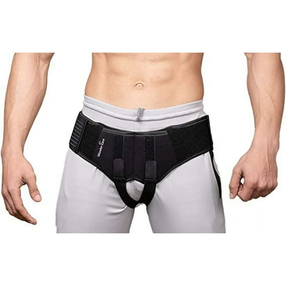 Wonder Care- Inguinal Hernia Support post-surgery Hernia pain relief Truss Brace for Double Inguinal or Sports Hernia with 2 Removable Compression Pads & Adjustable Groin Straps-S